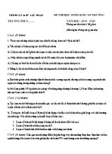 Đề thi học sinh giỏi cấp trường môn Sinh học 8 - Năm học 2019-2020 (Có đáp án)